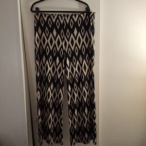 Karen Kane Women's Black And Tan Zigzag Palazzo Pants